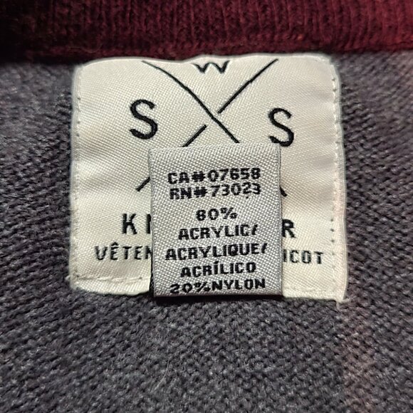 ❄️ S | SWS | Maroon Striped V-Neck Sweater - Picture 5 of 5